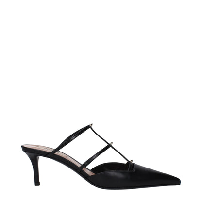 Valentino Garavani Black Leather Sandal with Studs