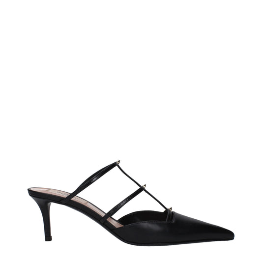 Valentino Garavani Black Leather Sandal with Studs