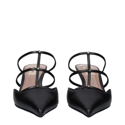 Valentino Garavani Black Leather Sandal with Studs