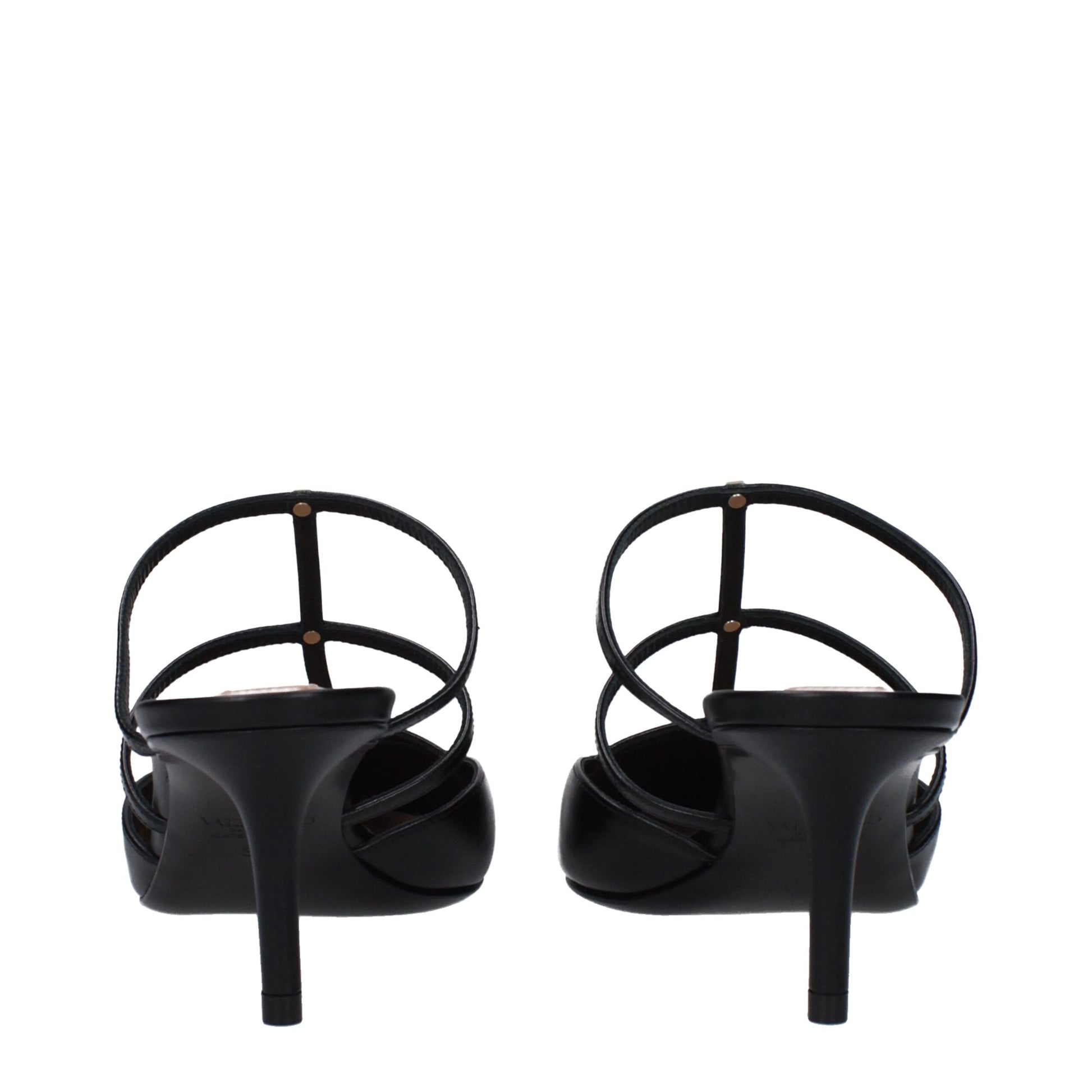 Valentino Garavani Black Leather Sandal with Studs