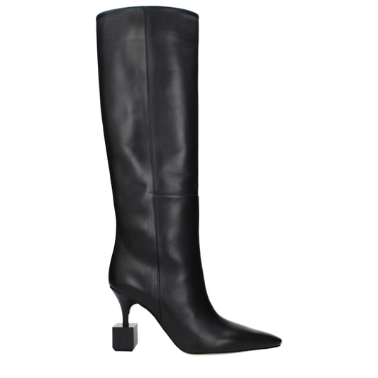 Jacquemus Black Leather Boot with Vintage Effect