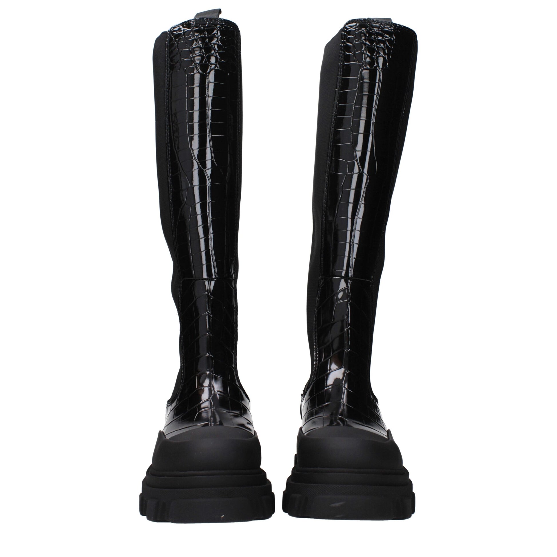 Ganni Black Leather Boot - Stylish Mid Heeled Footwear