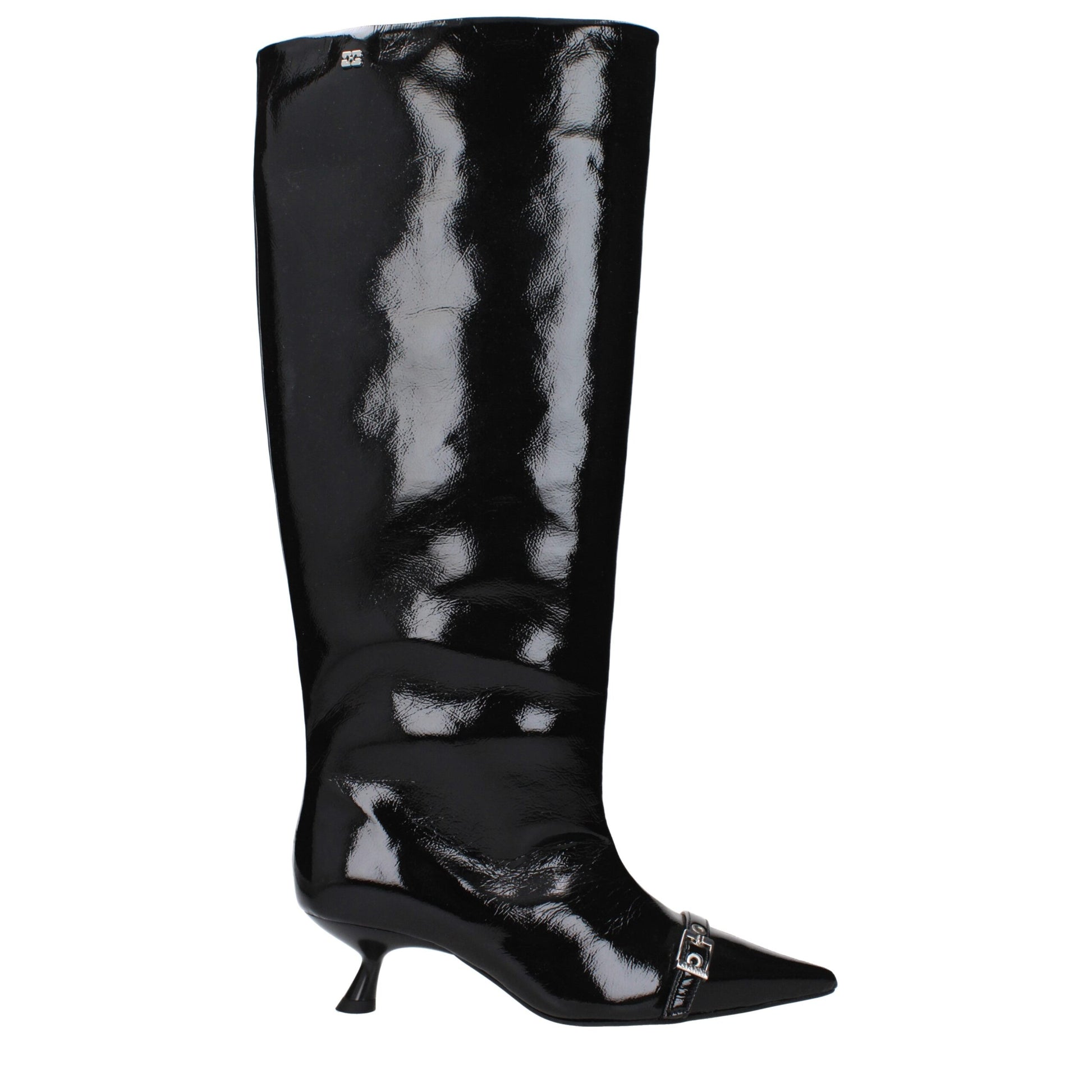 Ganni Black Patent Leather Boot