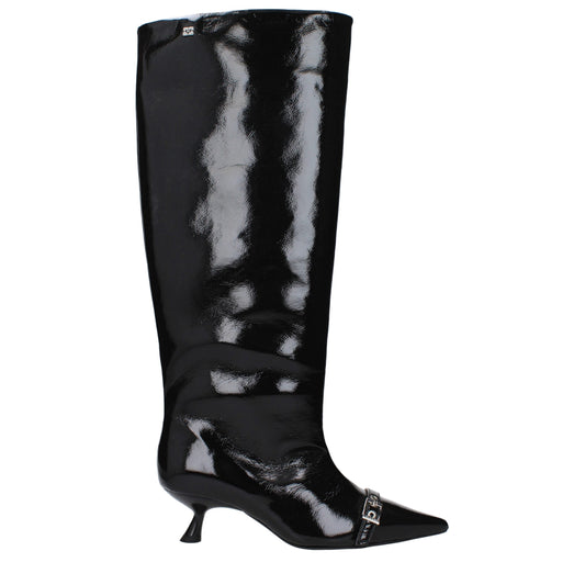 Ganni Black Patent Leather Boot