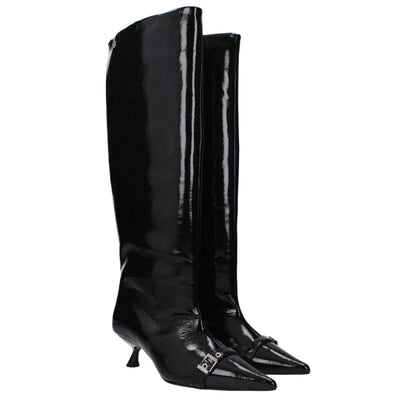 Ganni Black Patent Leather Boot