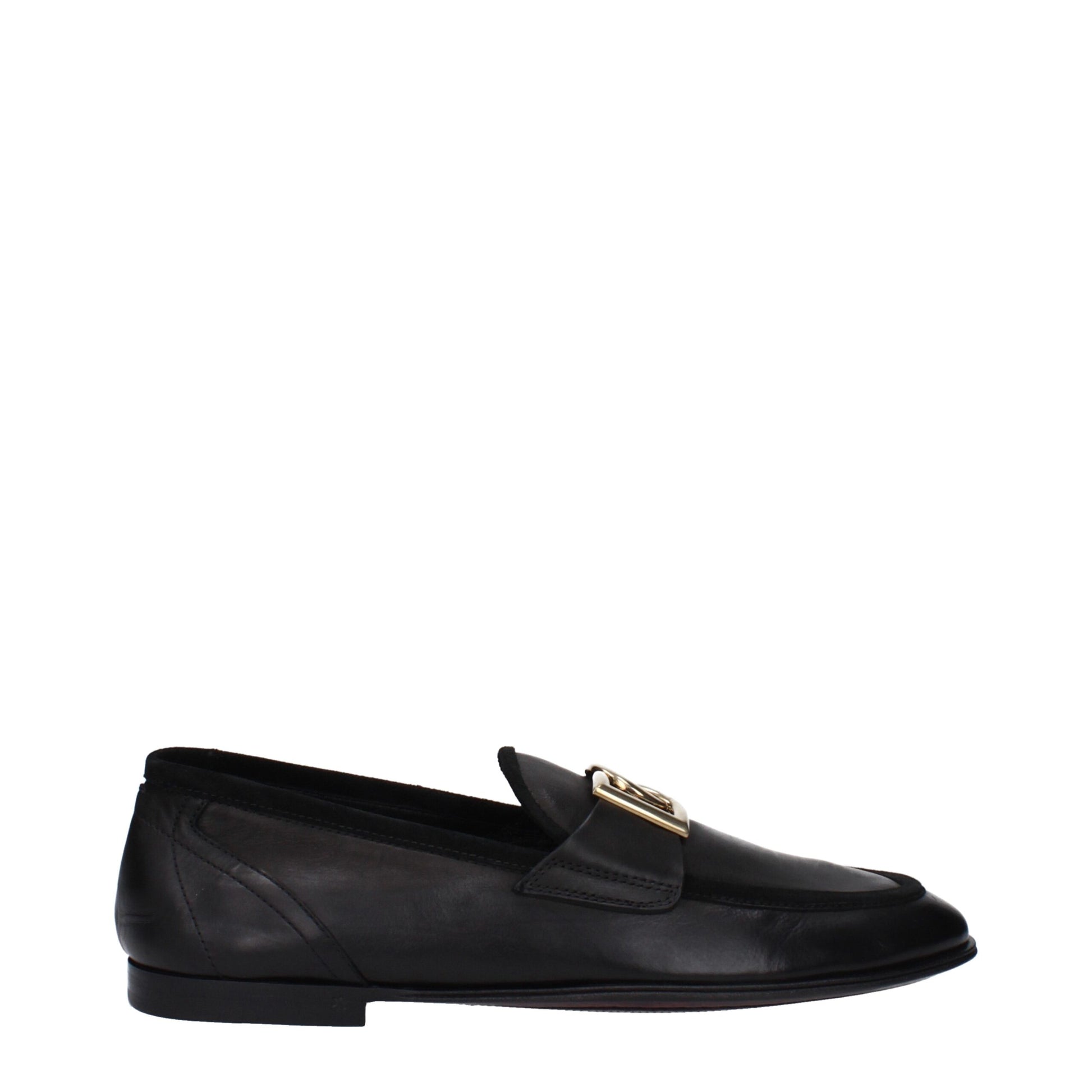 Dolce & Gabbana Black Leather Slip-On Loafers for Men