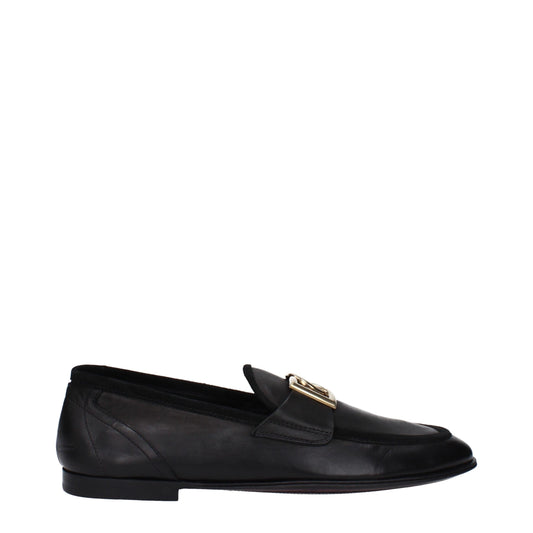 Dolce & Gabbana Black Leather Slip-On Loafers for Men