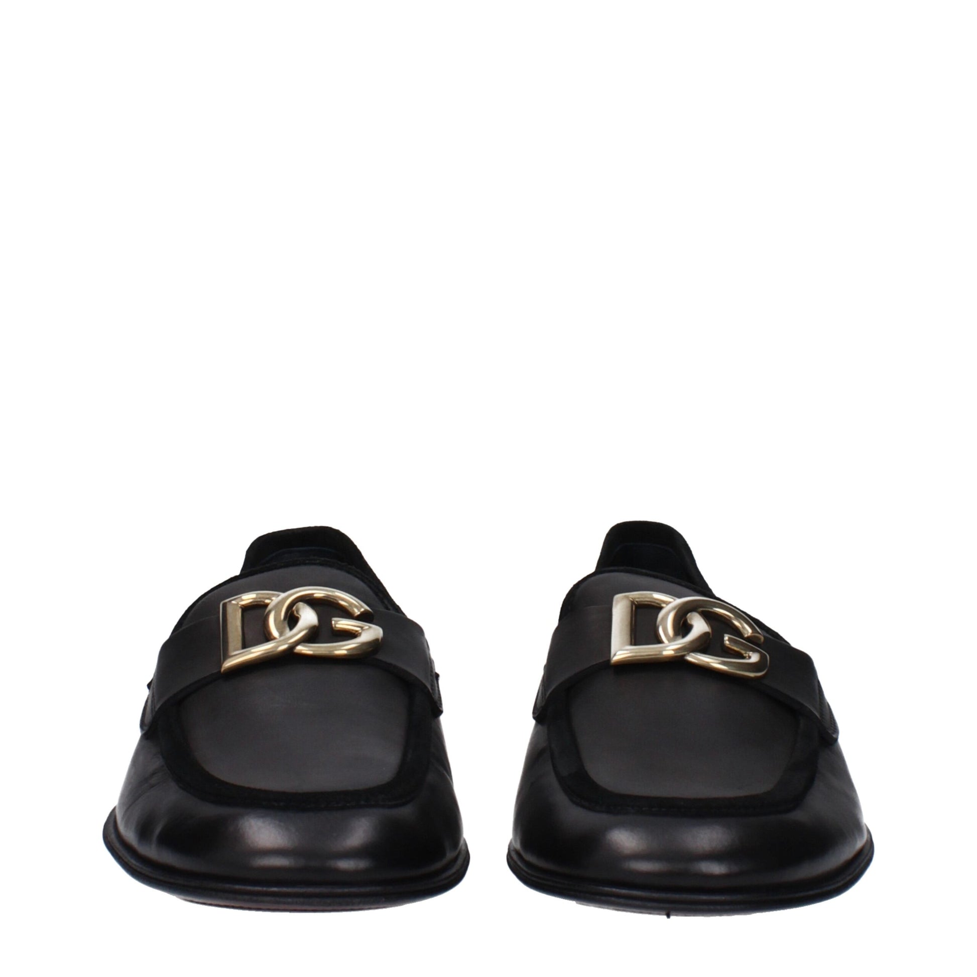 Dolce & Gabbana Black Leather Slip-On Loafers for Men