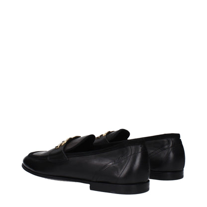 Dolce & Gabbana Black Leather Slip-On Loafers for Men