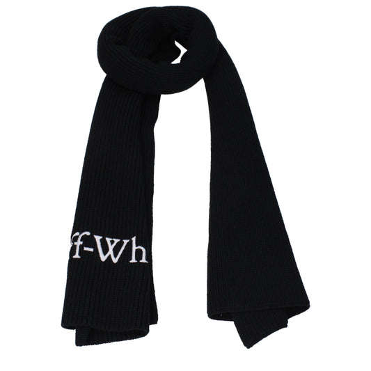 Off-White Black Wool Scarf with Logo