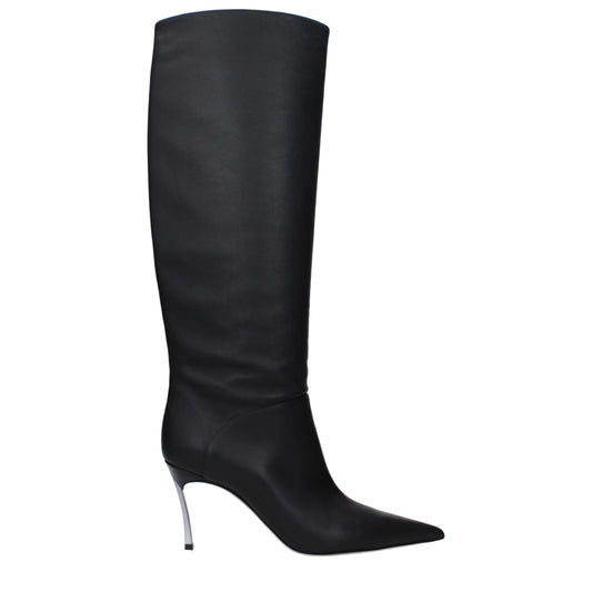 Casadei Black Leather Boot - Elegant Style with High Heel