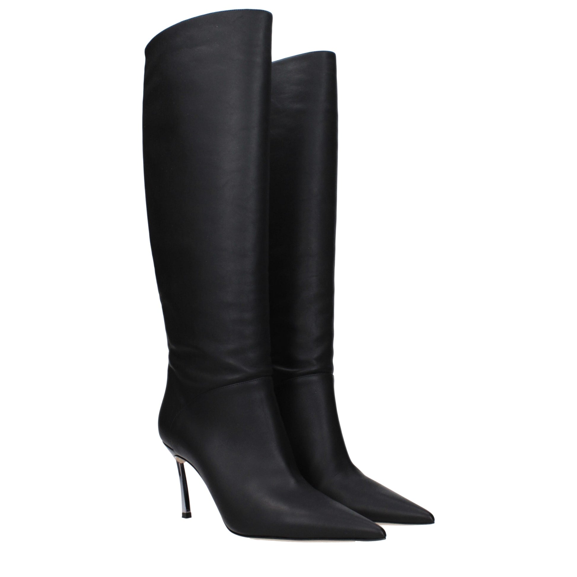 Casadei Black Leather Boot - Elegant Style with High Heel
