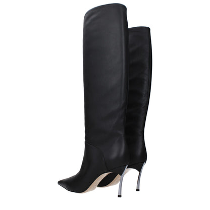 Casadei Black Leather Boot - Elegant Style with High Heel