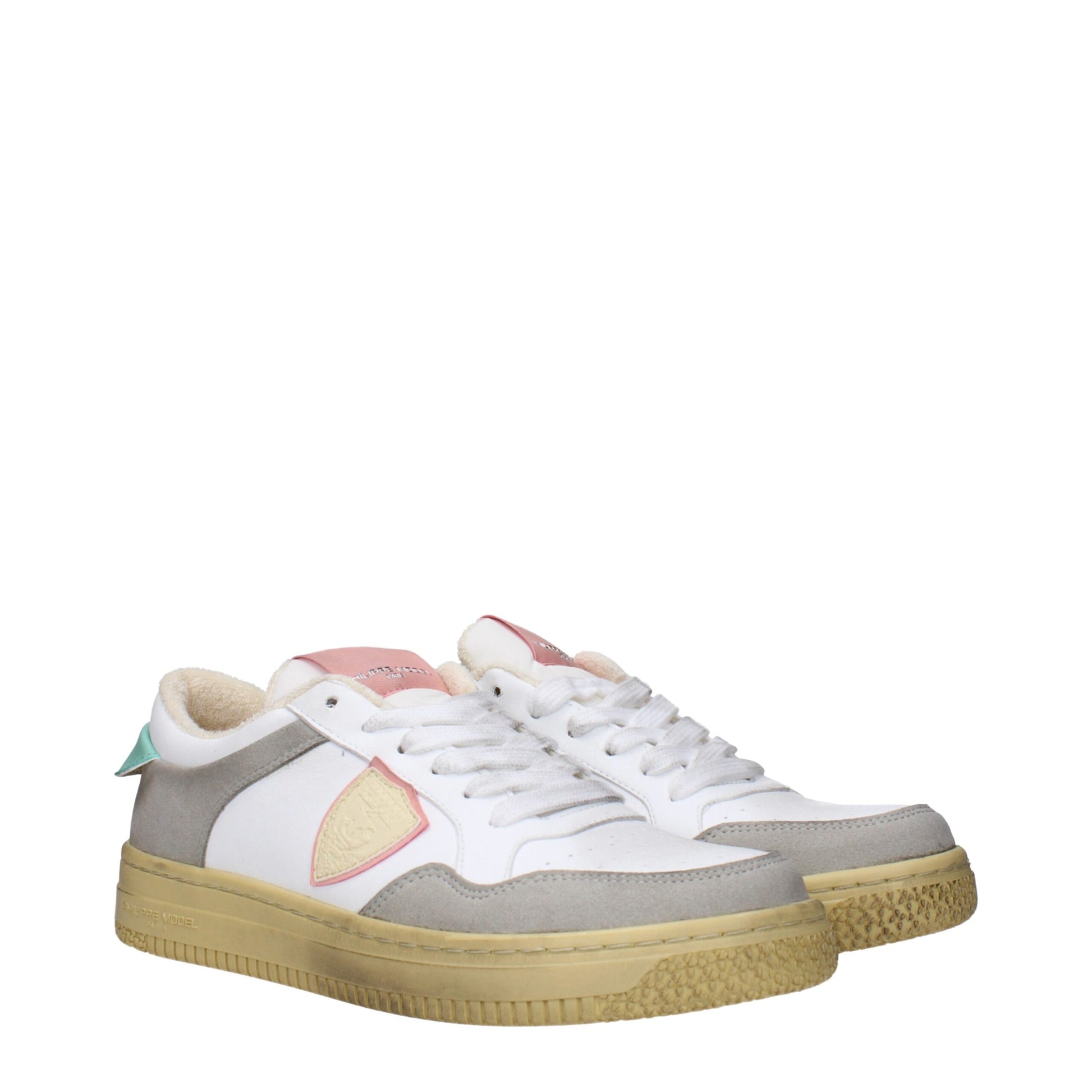 Philippe Model White Leather Low Tops - Sporty Glam Sneakers