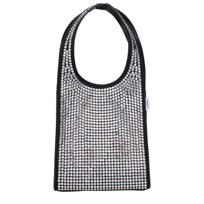 Coperni Black Fabric Handbag with Rhinestones
