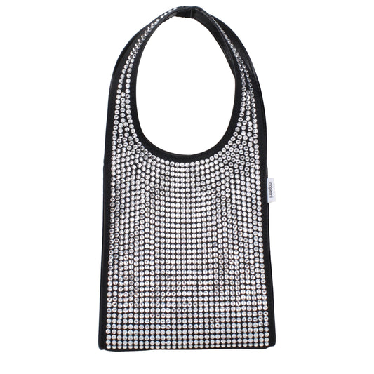 Coperni Black Fabric Handbag with Rhinestones