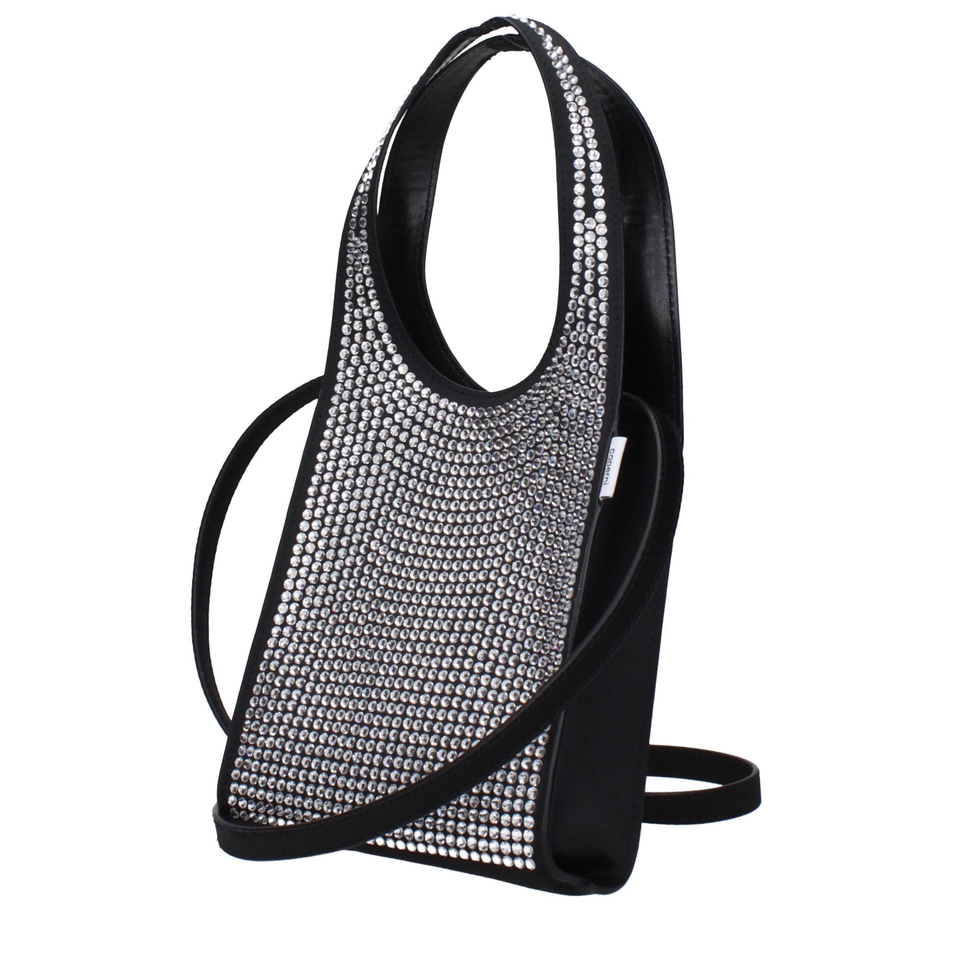 Coperni Black Fabric Handbag with Rhinestones