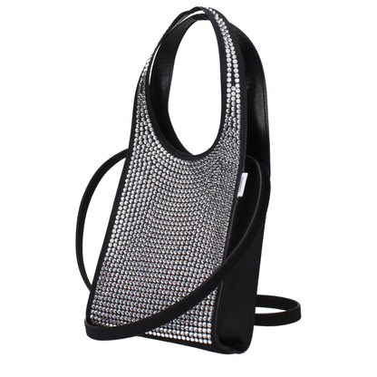 Coperni Black Fabric Handbag with Rhinestones