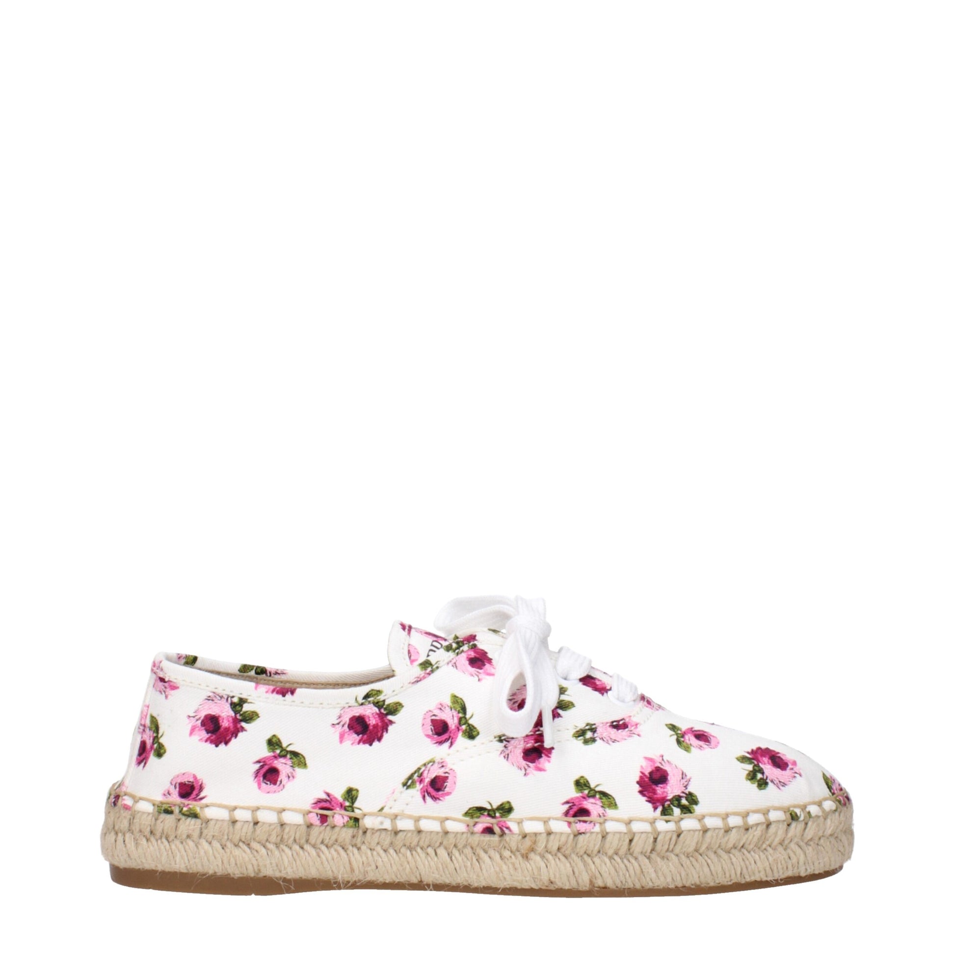 Prada White & Pink Floral Print Espadrilles