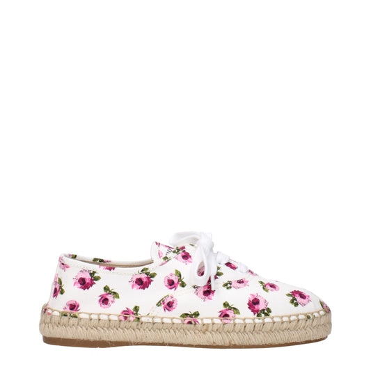Prada White & Pink Floral Print Espadrilles