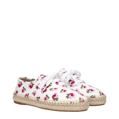 Prada White & Pink Floral Print Espadrilles