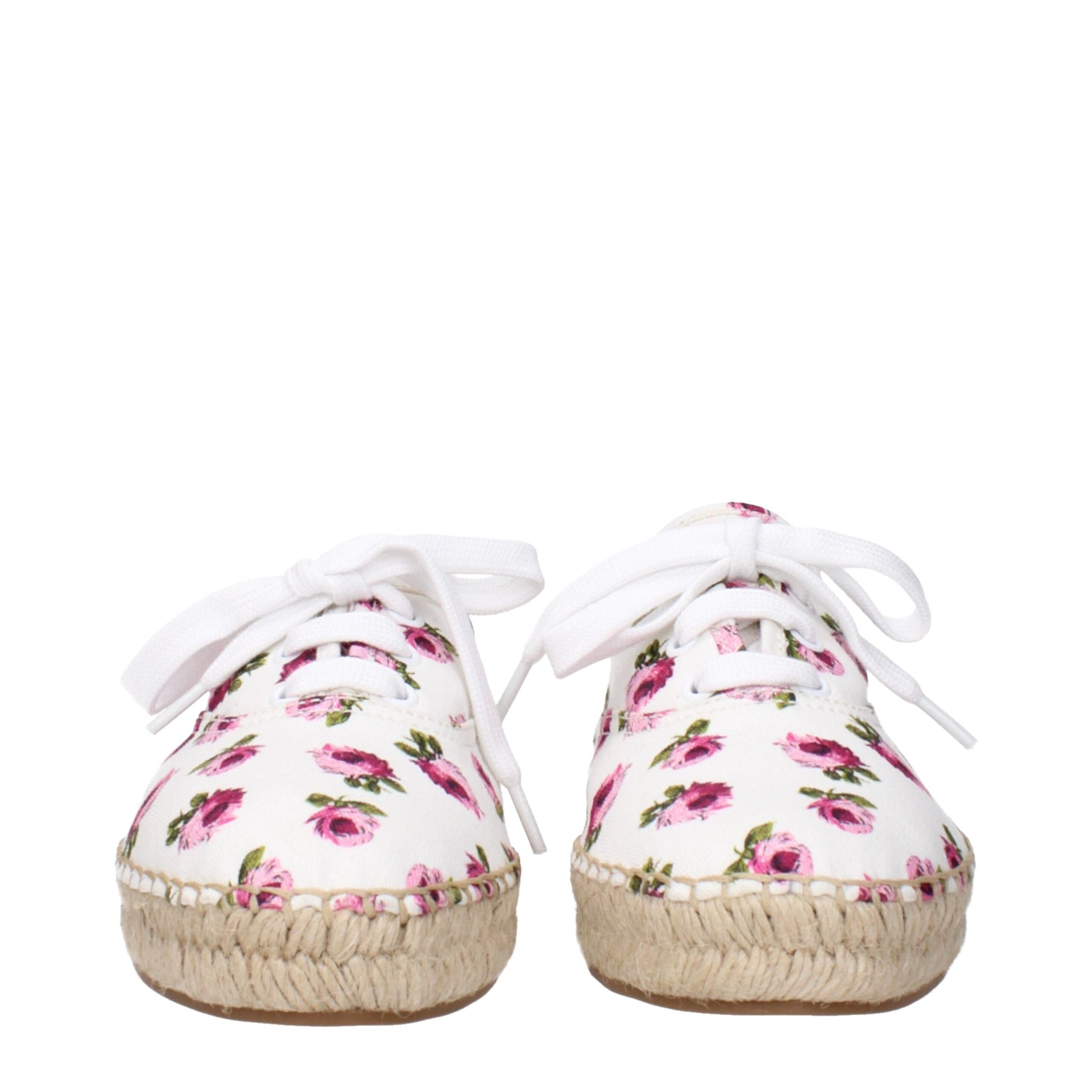 Prada White & Pink Floral Print Espadrilles