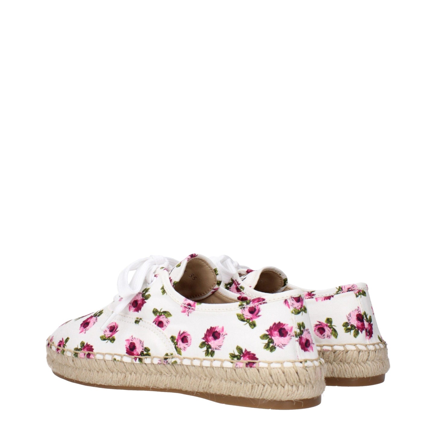 Prada White & Pink Floral Print Espadrilles