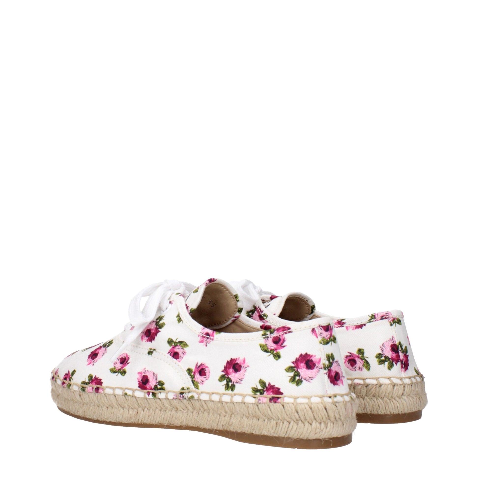 Prada White & Pink Floral Print Espadrilles