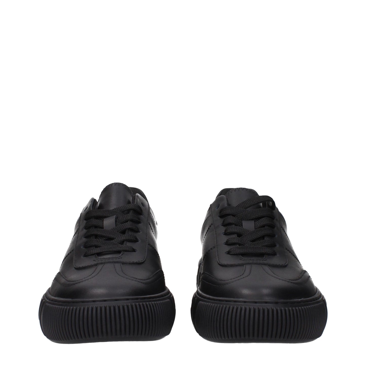 Versace Black Leather Low Tops - Casual Sneakers with Elegant Detailing