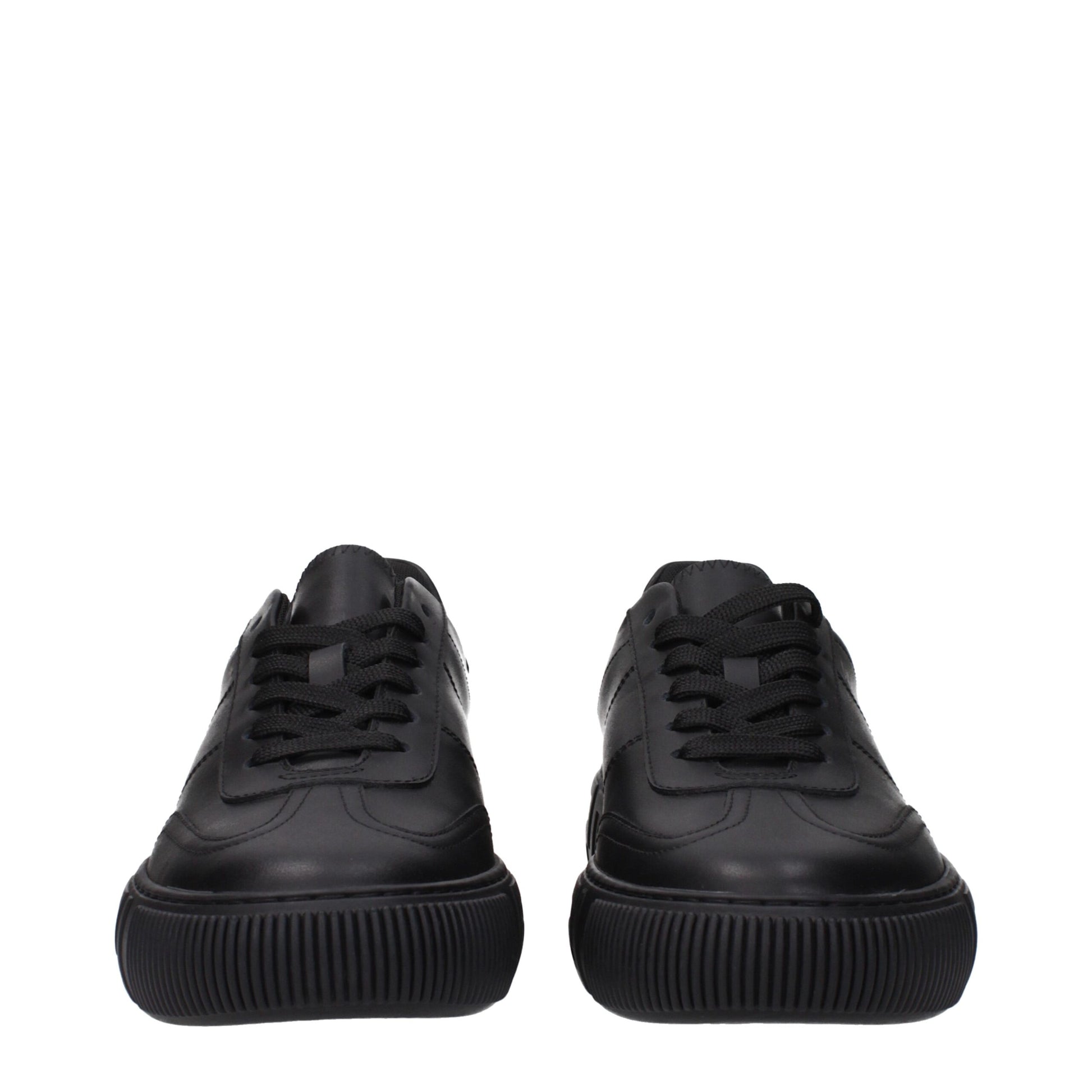 Versace Black Leather Low Tops - Casual Sneakers with Elegant Detailing