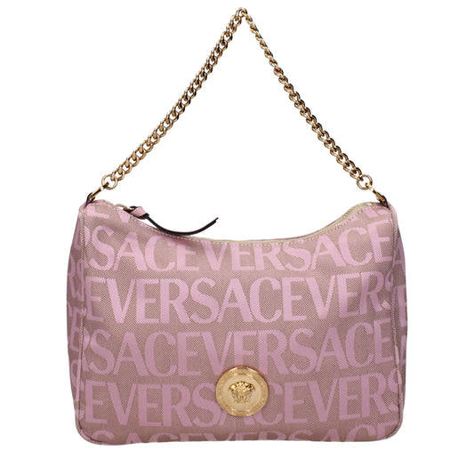Versace Beige Fabric Handbag: Bold Elegance Redefined