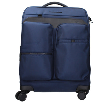 Piquadro Blue Fabric Wheelie Luggage Trolley