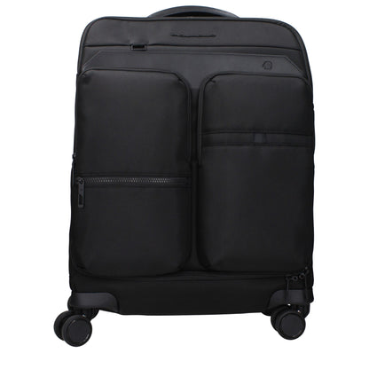 Piquadro Black Fabric Trolley Luggage