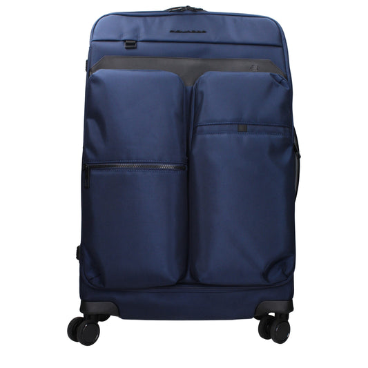 Piquadro Blue Fabric Wheelie Travel Trolley