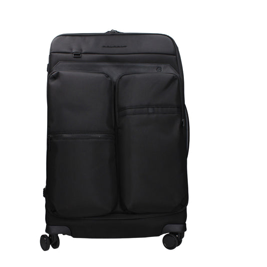 Piquadro Black Fabric Trolley Luggage
