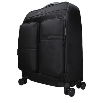 Piquadro Black Fabric Trolley Luggage