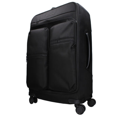 Piquadro Black Fabric Trolley Luggage