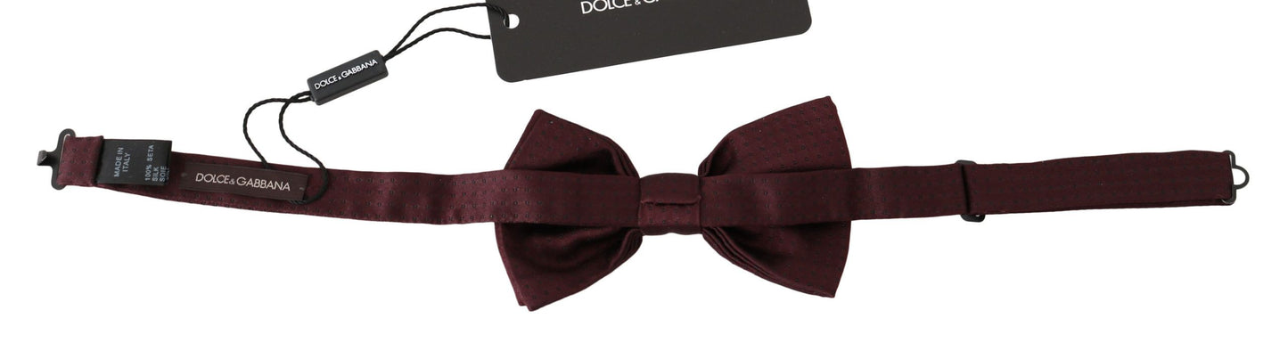  - Elegant Maroon Silk Polka Dot Bow Tie