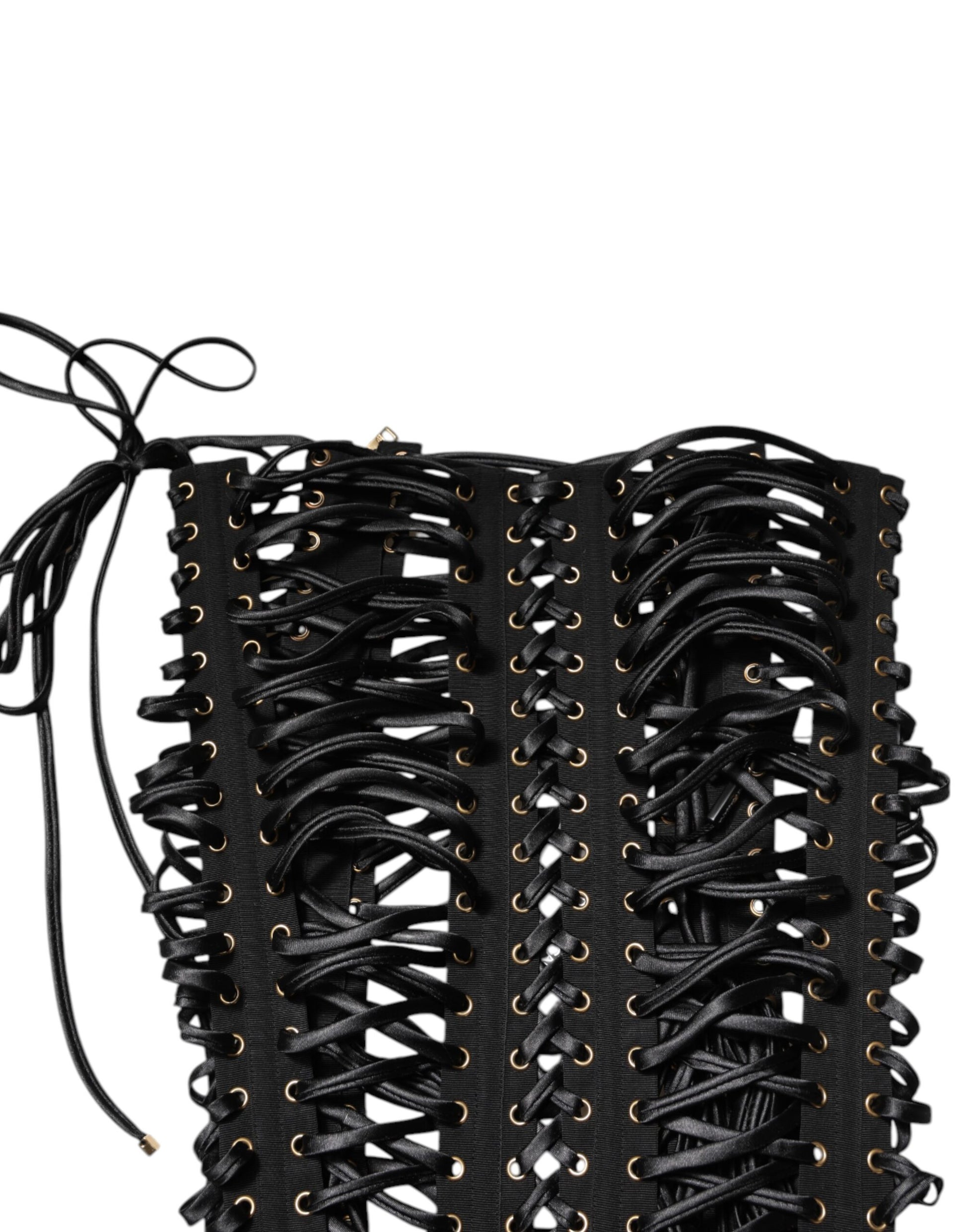 Dolce & Gabbana Black Eyelet Embellished Corset Top