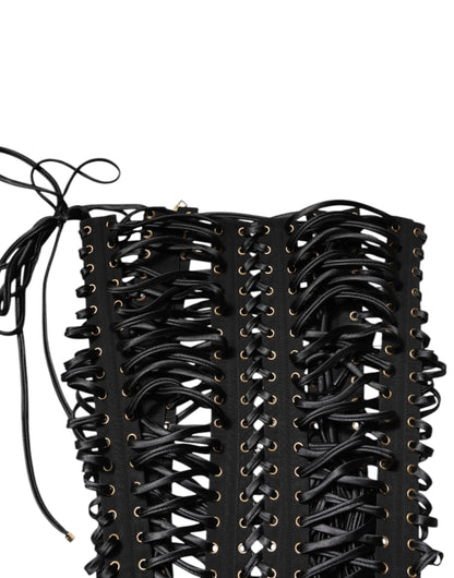 Dolce & Gabbana Black Eyelet Embellished Corset Top