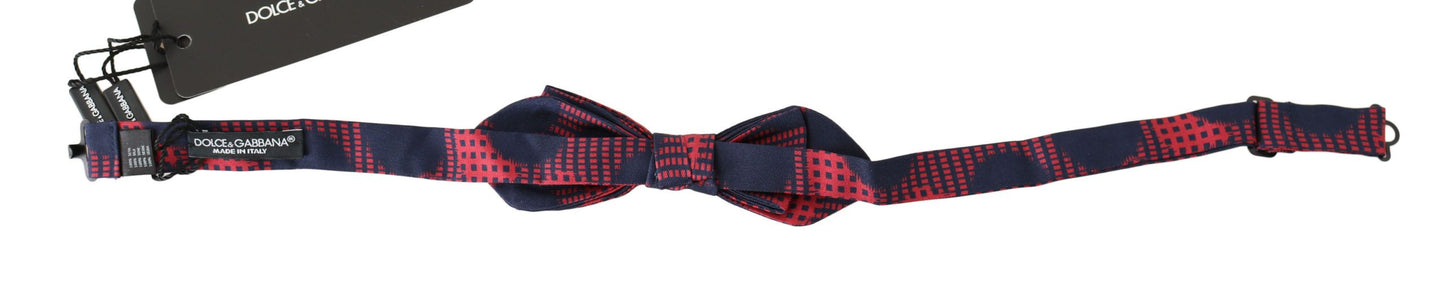  - Elegant Red Checkered Silk Bow Tie