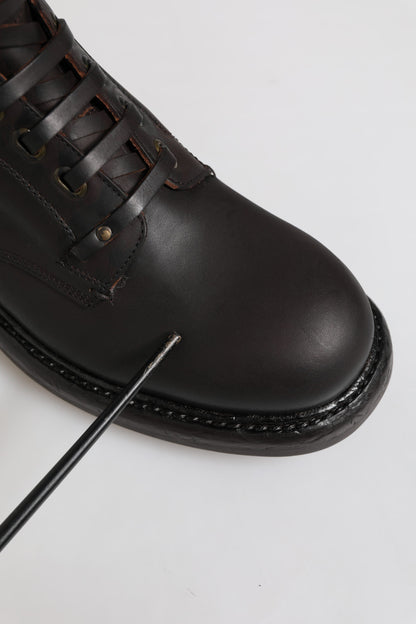 Dolce & Gabbana Dark Brown Leather Lace Up Mid Calf Boots Shoes