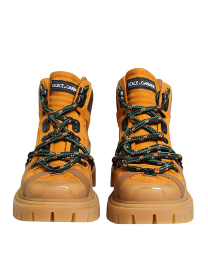 Dolce & Gabbana Orange Lace Up Trekking Ankle Boots