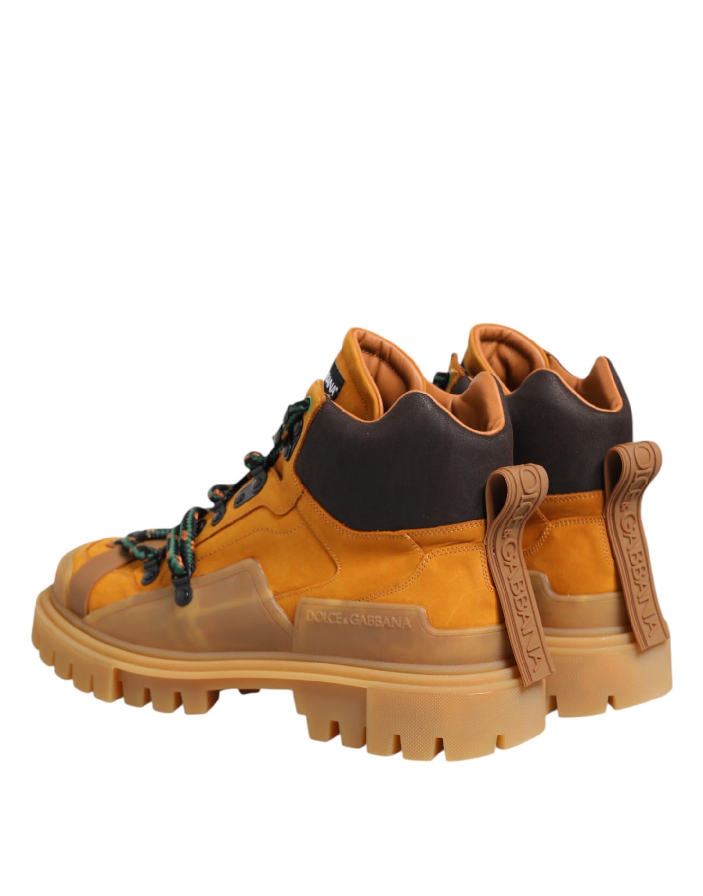 Dolce & Gabbana Orange Lace Up Trekking Ankle Boots