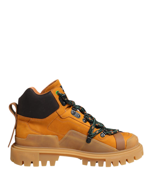 Dolce & Gabbana Orange Lace Up Trekking Ankle Boots