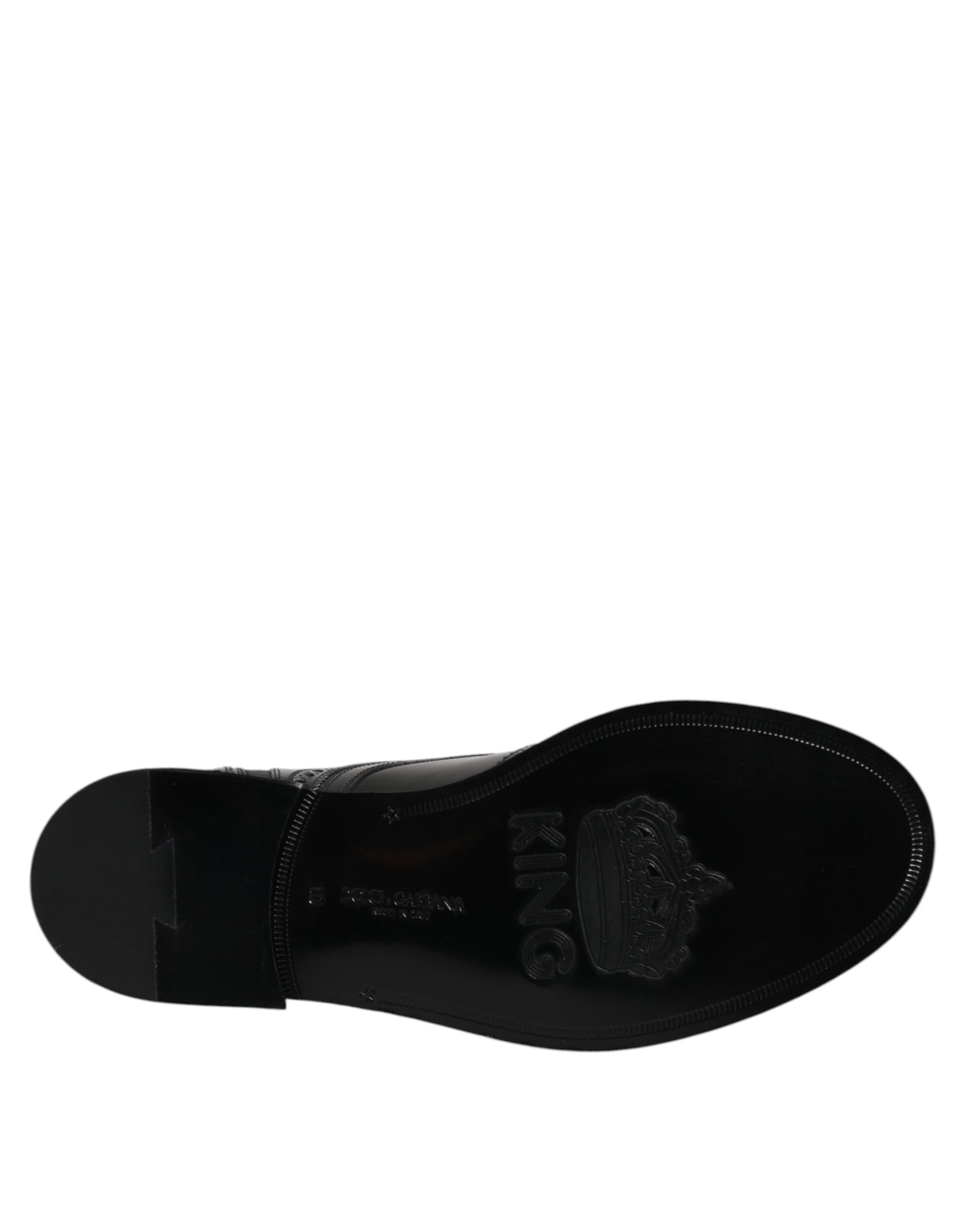 Dolce & Gabbana Black Leather Lace Up Mid Calf Boots