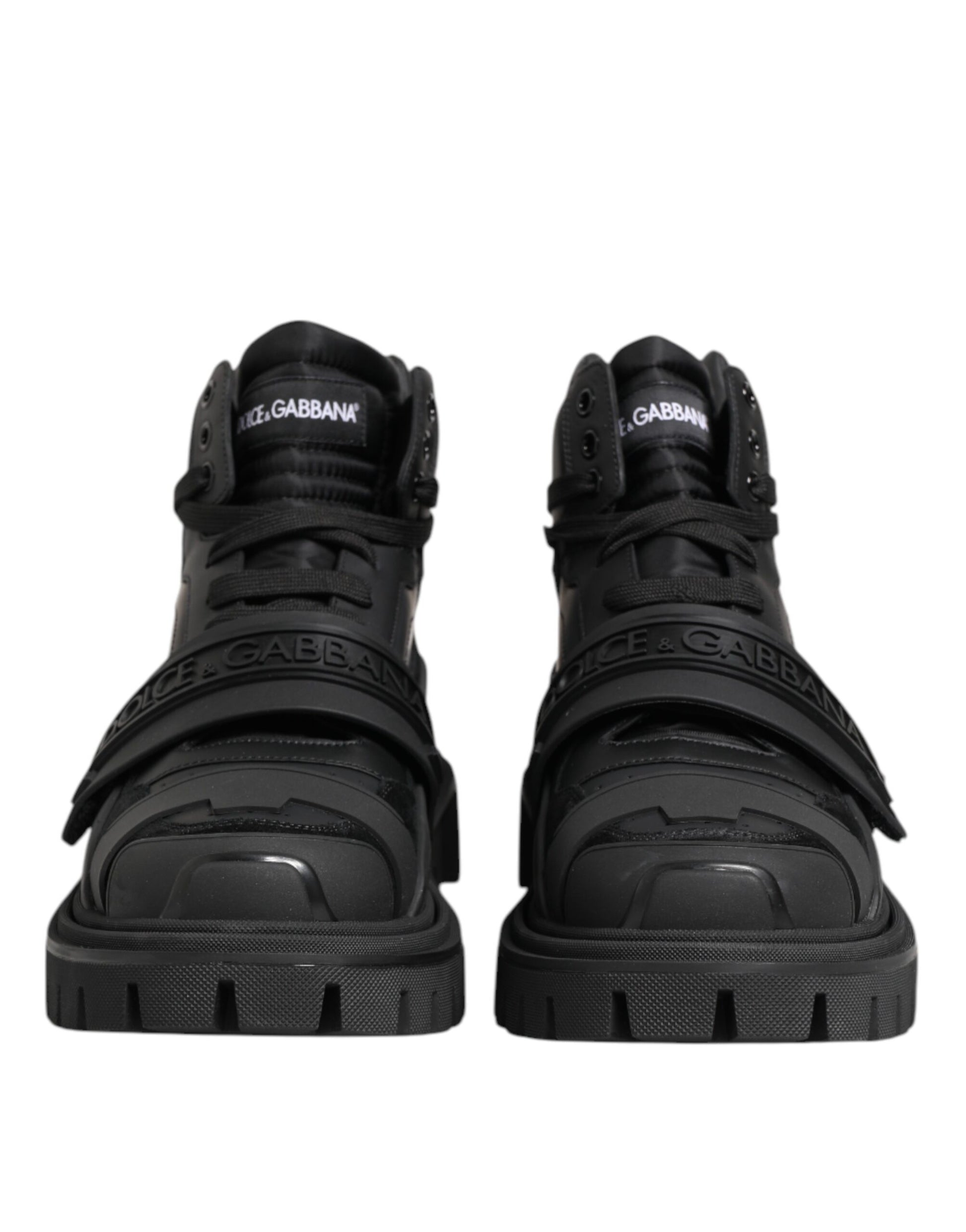 Dolce & Gabbana Black Leather Trekking Sneakers