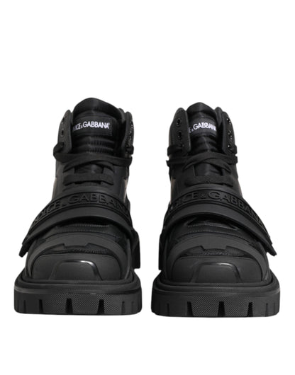Dolce & Gabbana Black Leather Trekking Sneakers