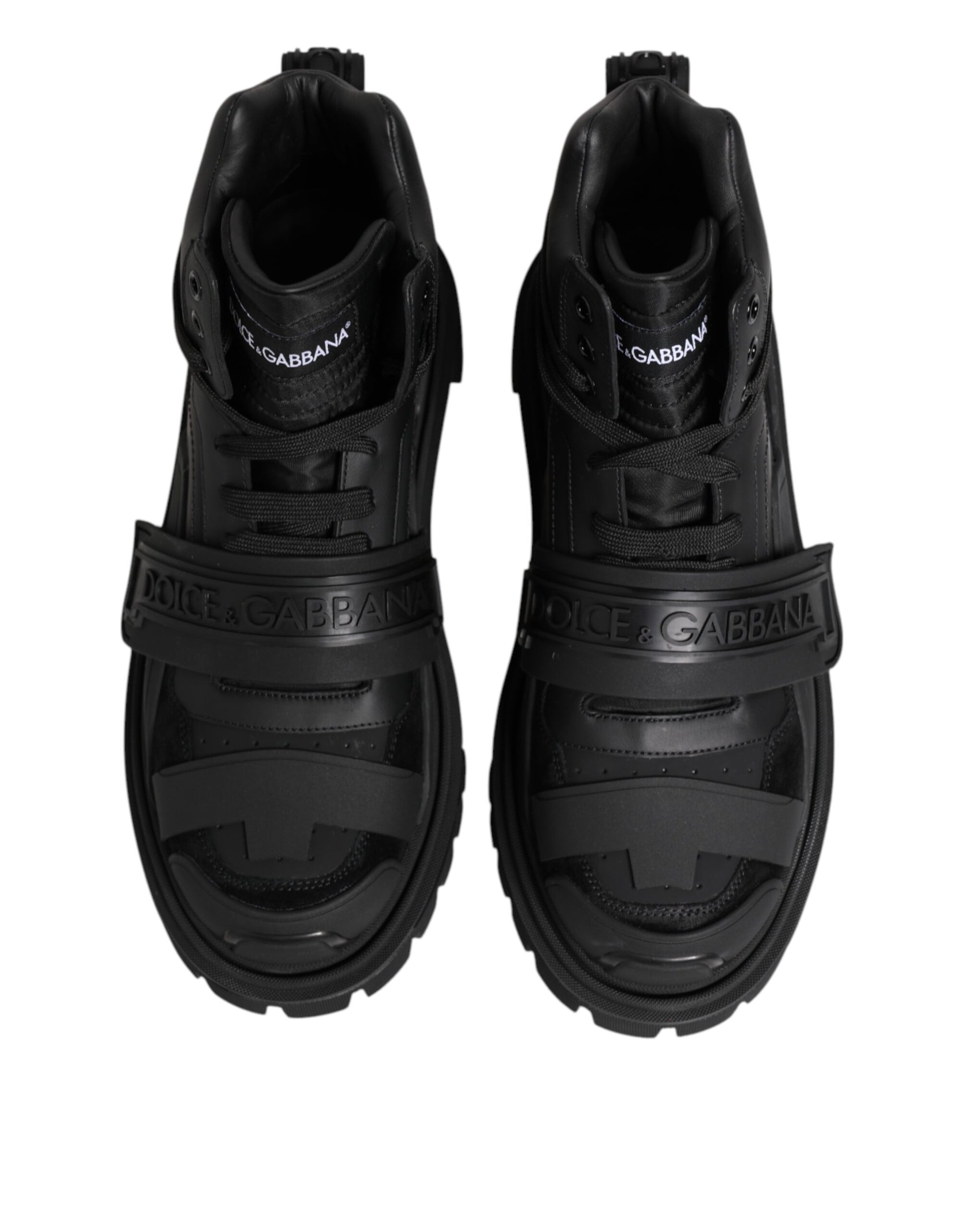 Dolce & Gabbana Black Leather Trekking Sneakers