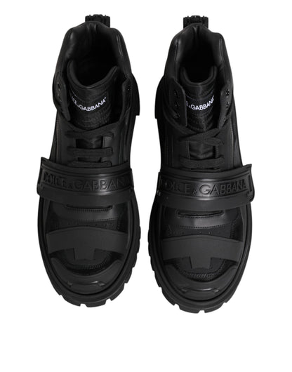 Dolce & Gabbana Black Leather Trekking Sneakers